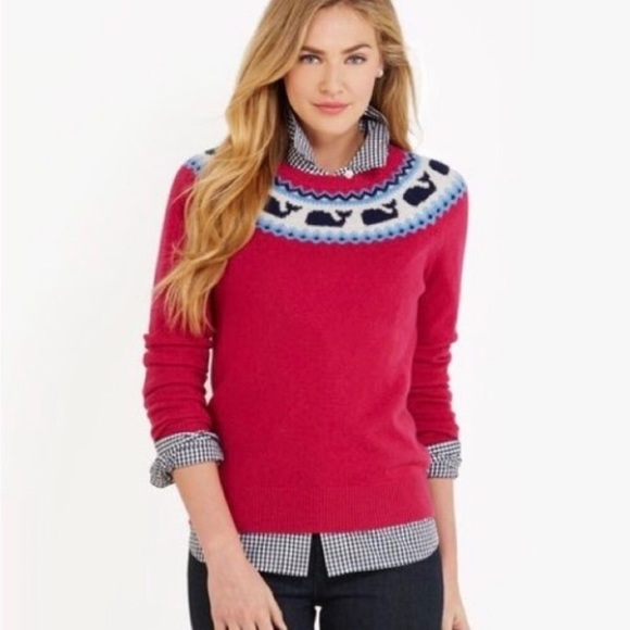 Vineyard Vines Tops - Vineyard Vines Pink Whale Isle Yoke XS